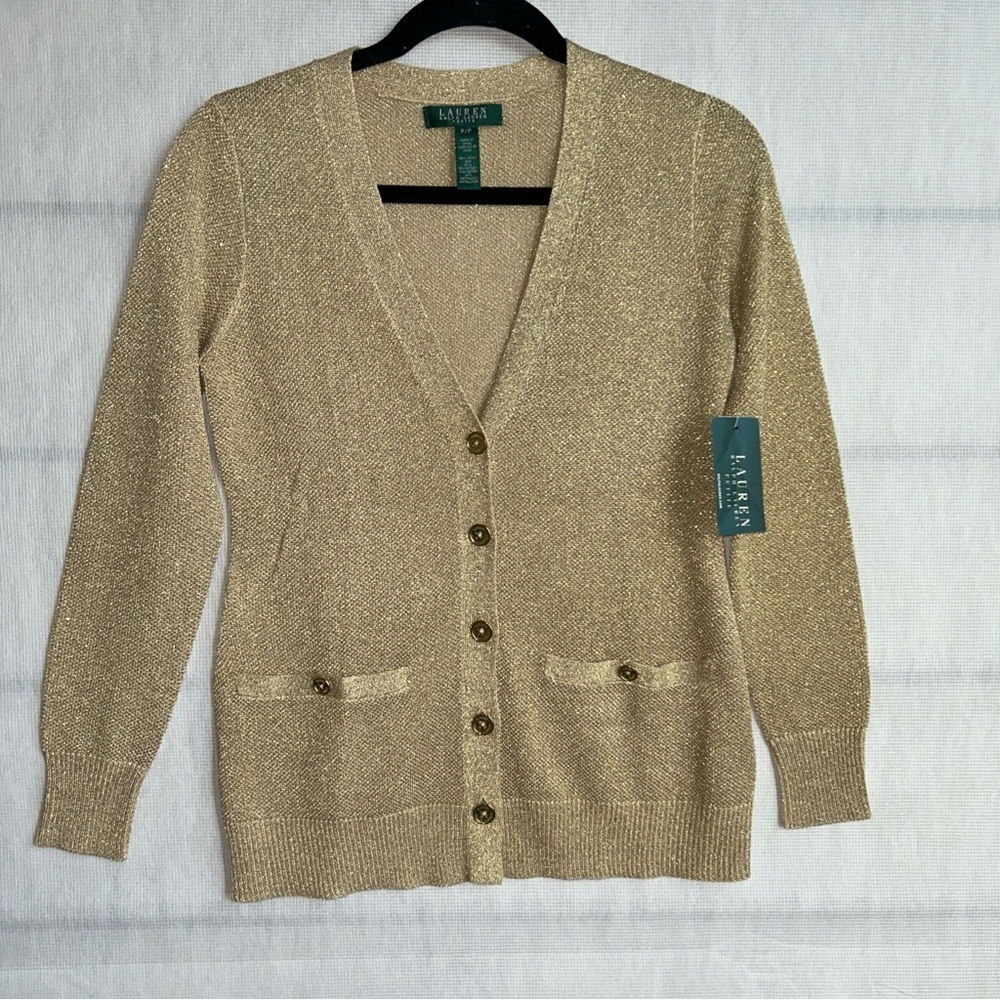 Ralph Lauren Gold Cardigan Sweater